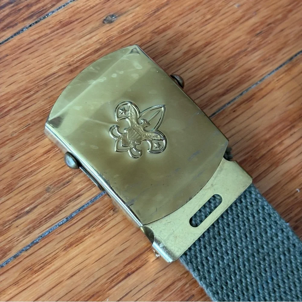 Boy Scouts Green Canvas Belt with Brass Buckle